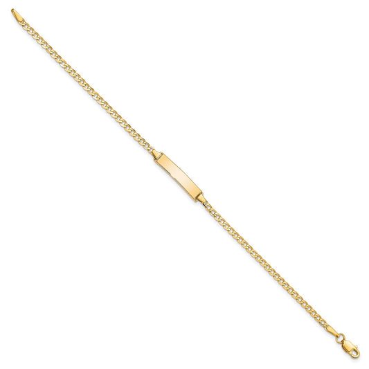 10k Polished Solid Chain/Solid Plate Flat Curb Link 22x5mm Plate 8 inch ID Bracelet