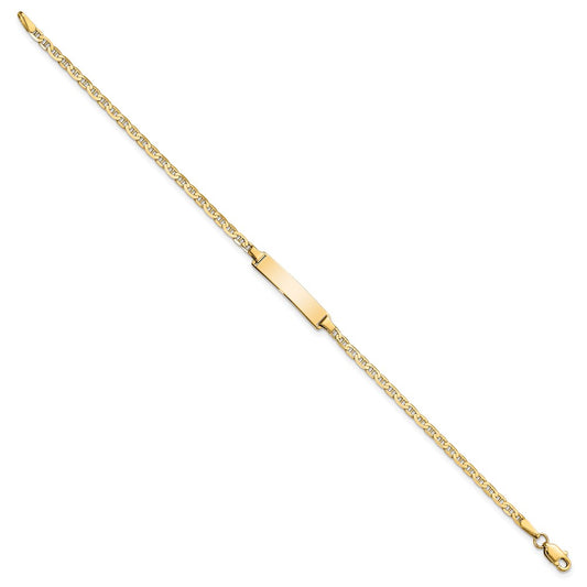 10k Polished Solid Chain/Solid Plate Flat Anchor Link 22x5mm Plate 7 inch ID Bracelet