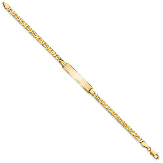 10k Polished Solid Chain/Solid Plate Flat Curb Link 27x5mm Plate 8 inch ID Bracelet