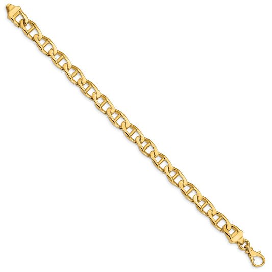 10k 8.5mm Hand-Polished Anchor Link 8 inch Bracelet