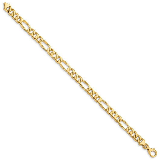 10k 7mm Hand-Polished Figaro Link 8 inch Bracelet