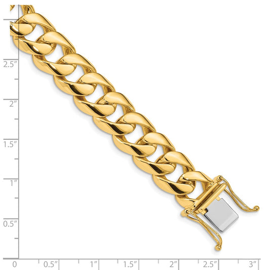 10k 13.4mm Hand-Polished Rounded Curb Link 8 inch Bracelet