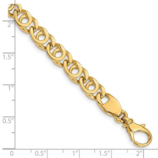 10k 7mm Hand-Polished Fancy Link 8 inch Bracelet