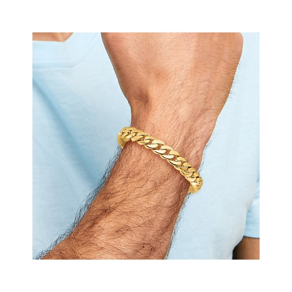 10k 10.75mm Hand-Polished Fancy Curb Link 8.5 inch Bracelet