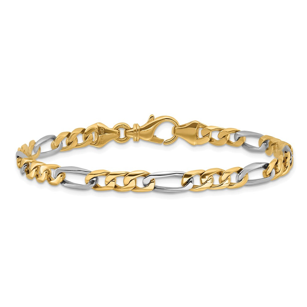 10k Two-tone 5.8mm Hand-Polished Fancy Figaro Link 7 inch Bracelet