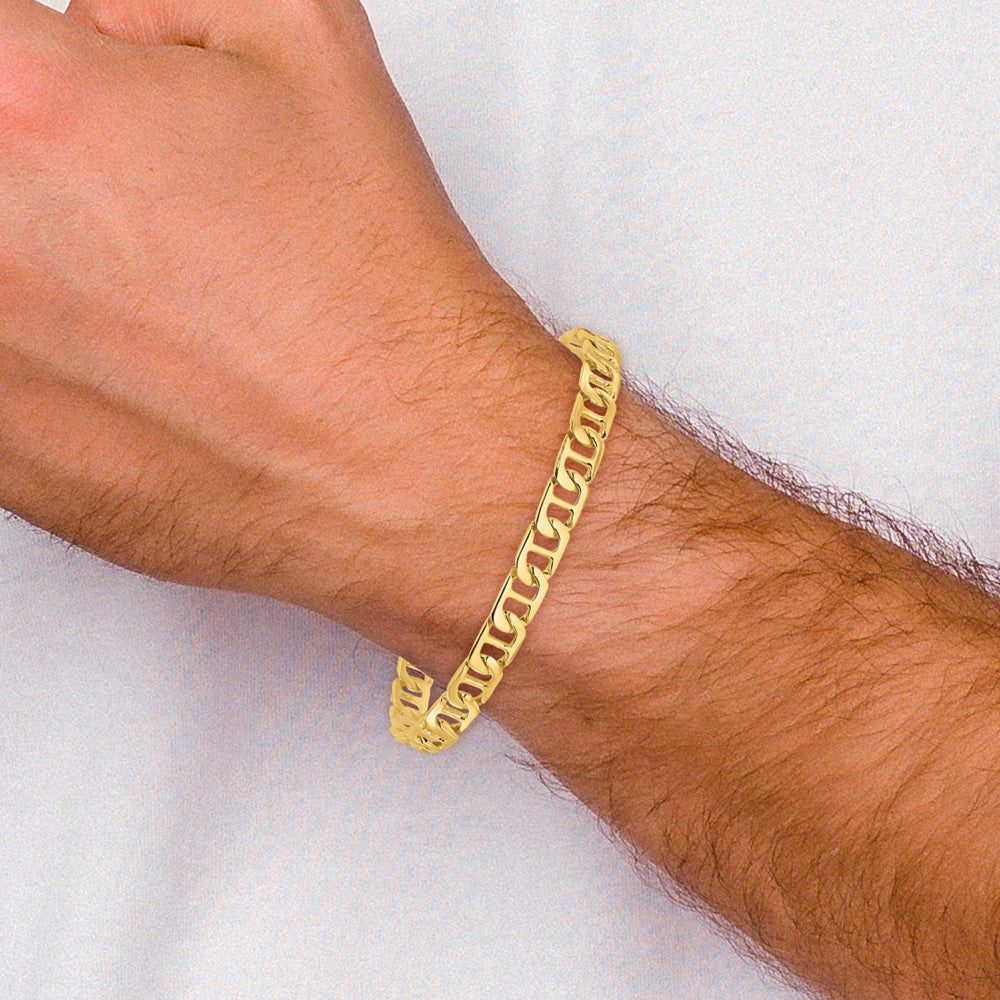 10k 6.5mm Hand-polished Fancy Anchor Link Bracelet