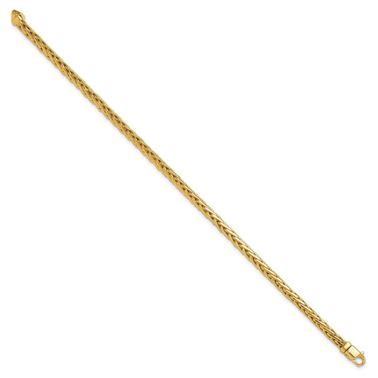 10k 4.4mm Hand-polished Flat-Edged Woven Link 8.75 inch Bracelet