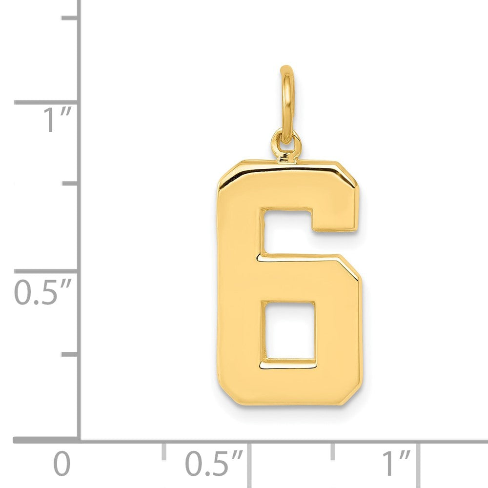 10k Large Polished Number 6 Charm