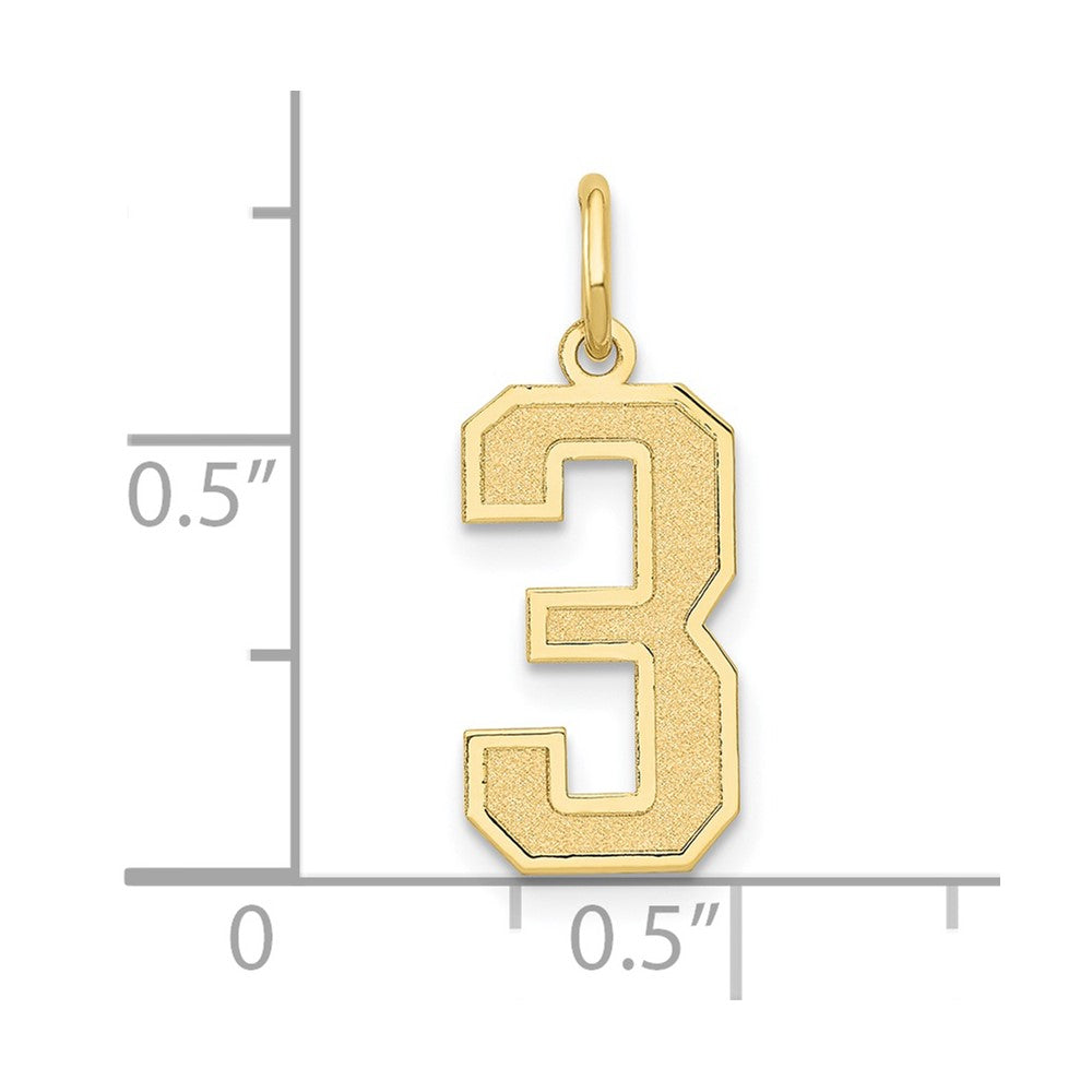 10k Medium Satin Number 3 Charm