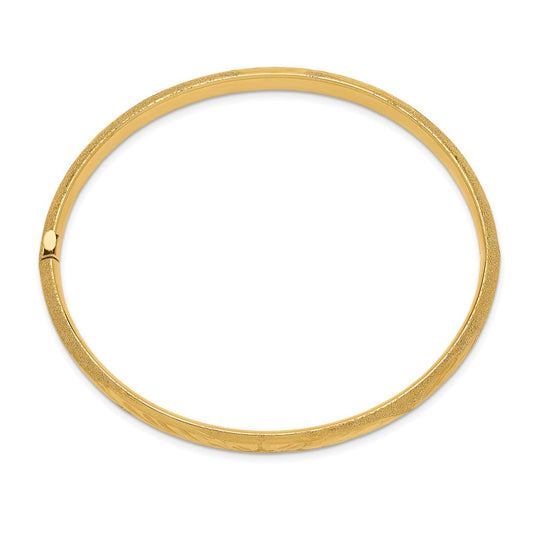 10k 4/16 Laser Cut 6mm Hinged Bangle Bracelet