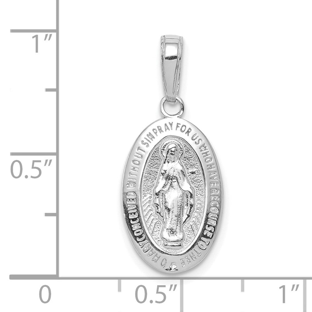 10k White Gold Oval Miraculous Medal Pendant