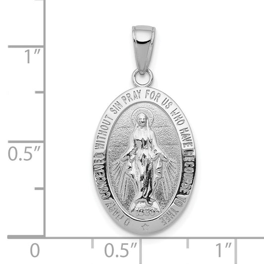10k White Gold Oval Miraculous Medal Pendant