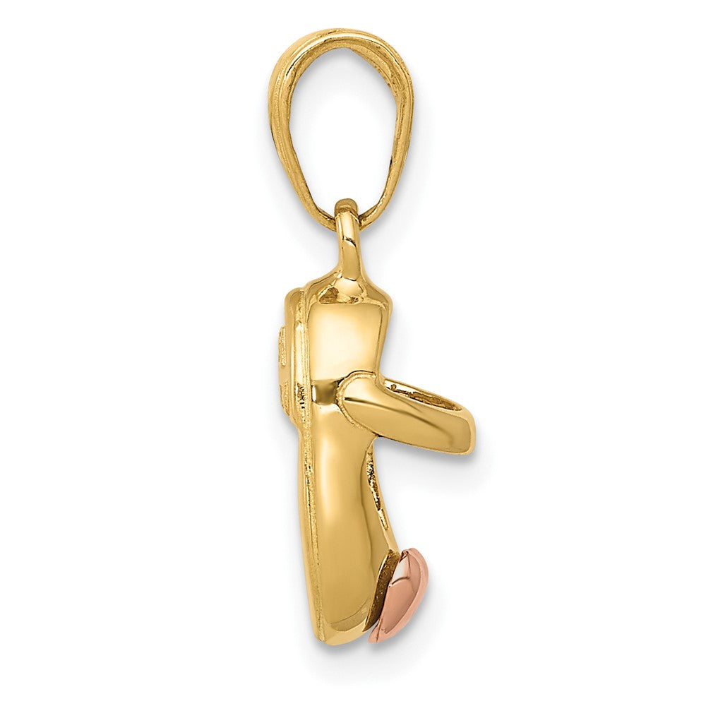 10k 3D Two-tone Baby Shoe Charm