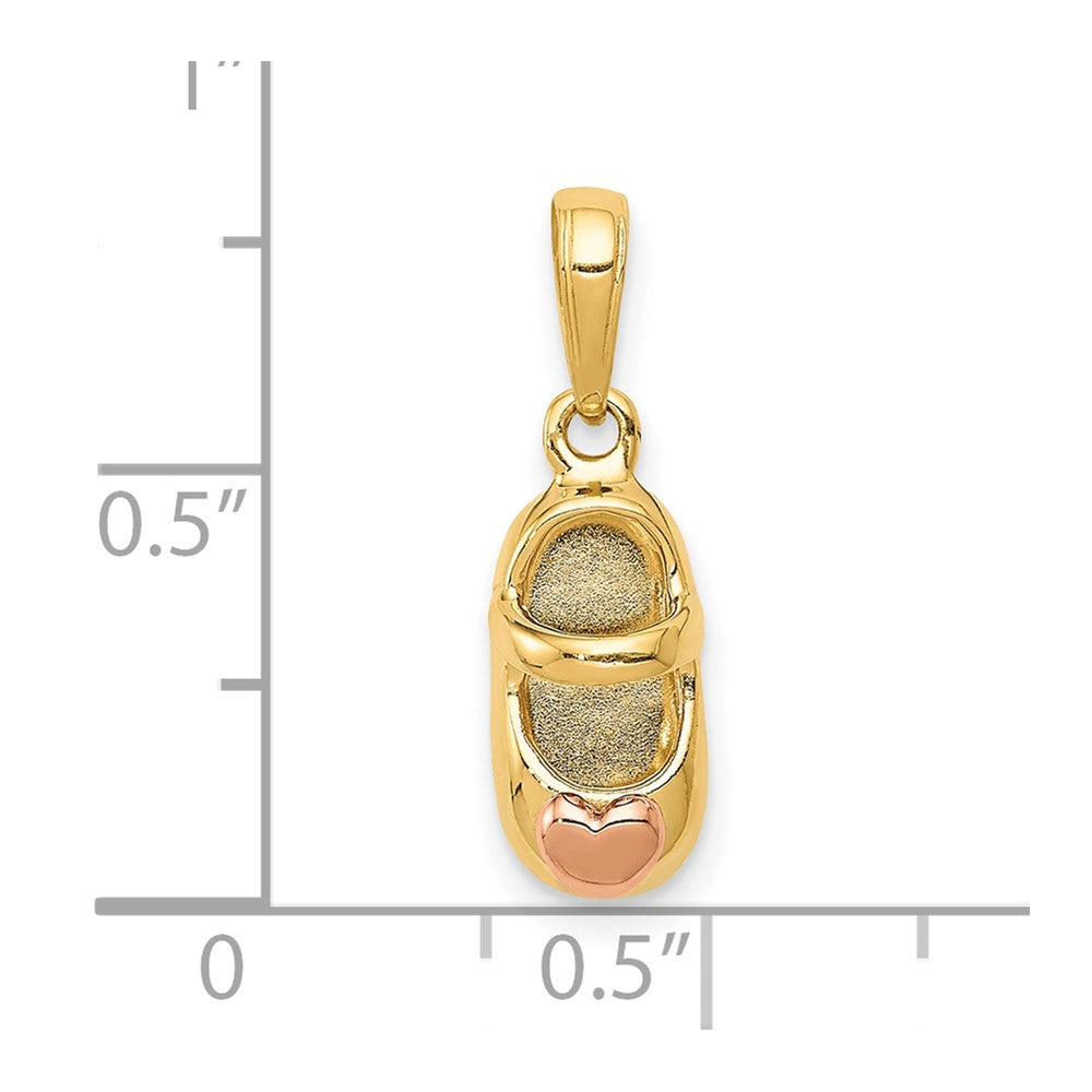 10k 3D Two-tone Baby Shoe Charm