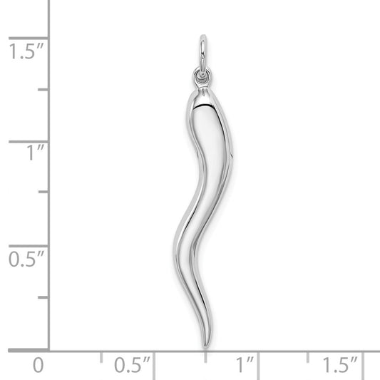 10k White Gold Large Solid Polished 3-D Italian Horn Charm