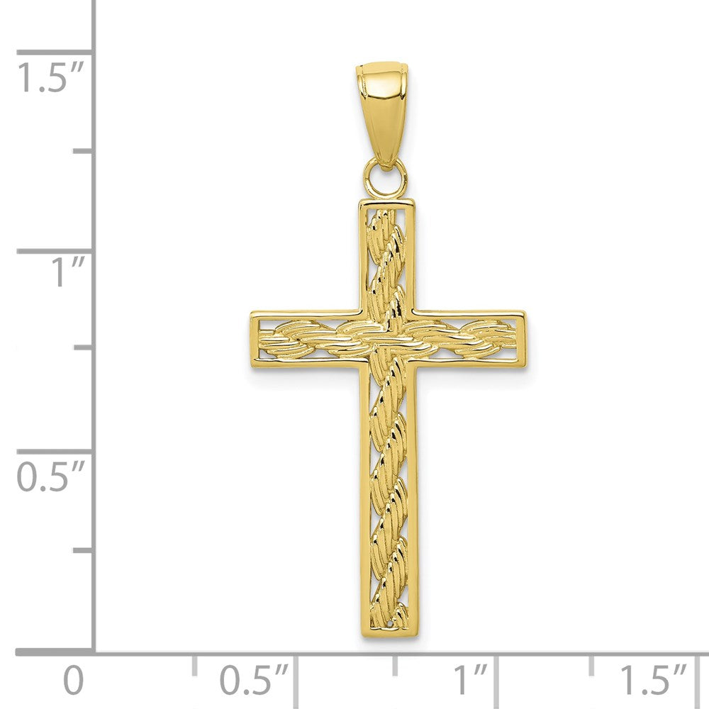 10K Rope Cross Pendant
