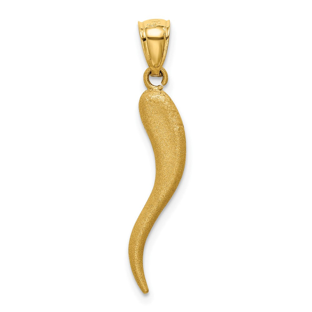 10k Solid Satin Diamond-cut Italian Horn Charm