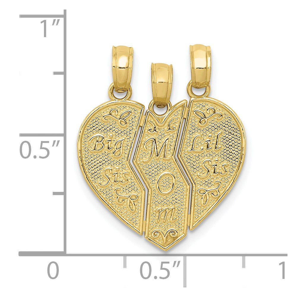 10K BIG SIS / MOM / LIL SIS 3-Piece Break-Apart Charm
