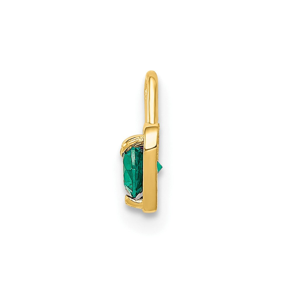 10ky May Green Crystal Birthstone Heart Charm