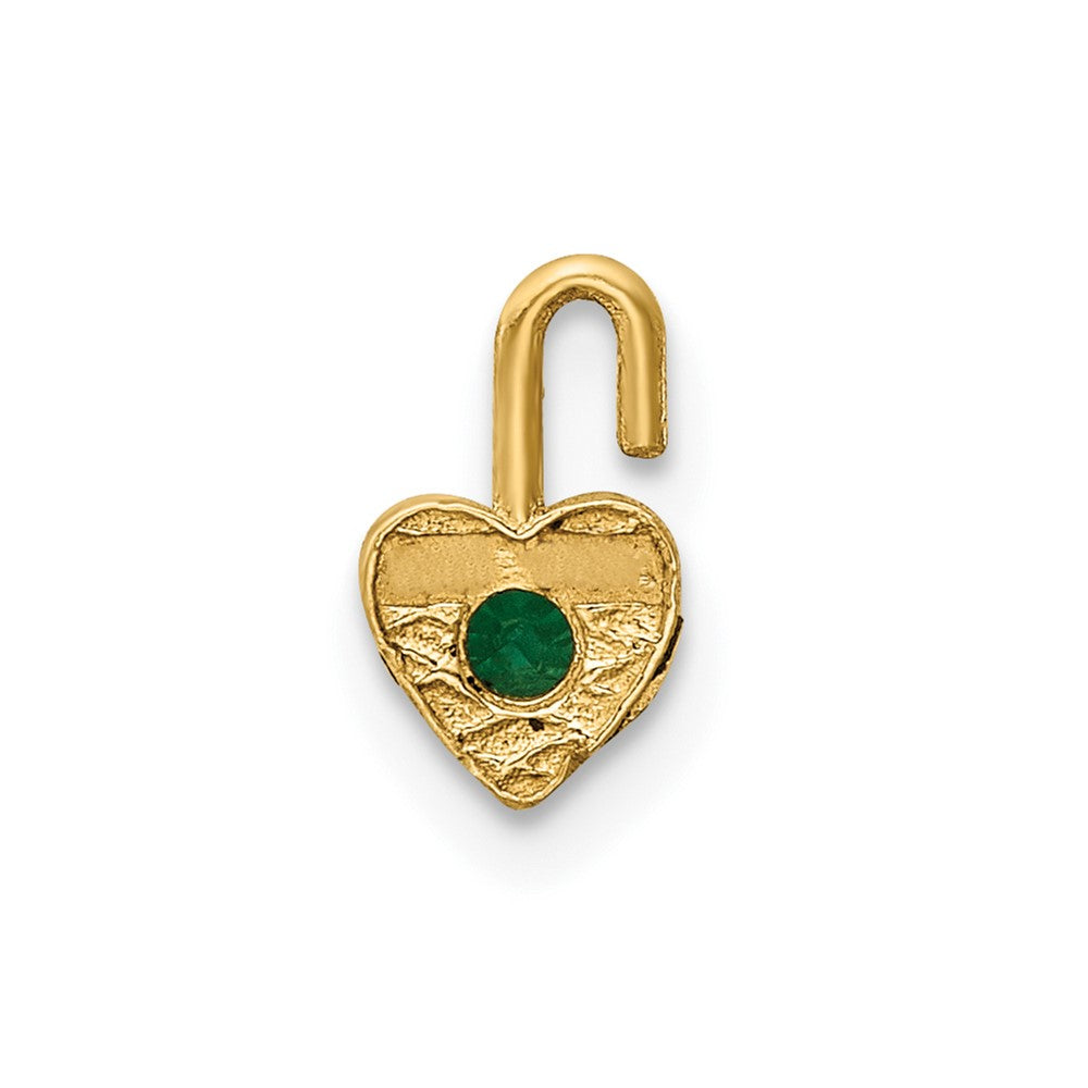 10ky May Green Crystal Birthstone Heart Charm