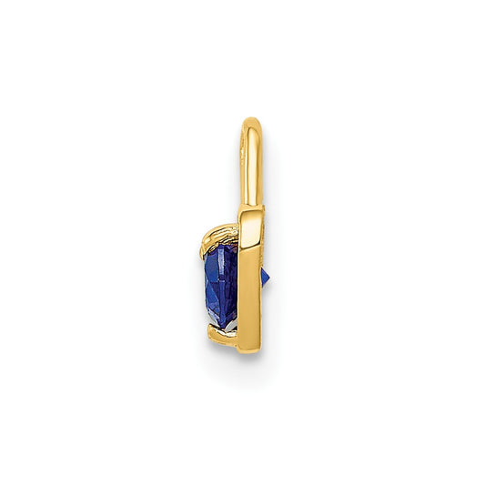 10k September/Blue Synthetic Birthstone Heart Charm