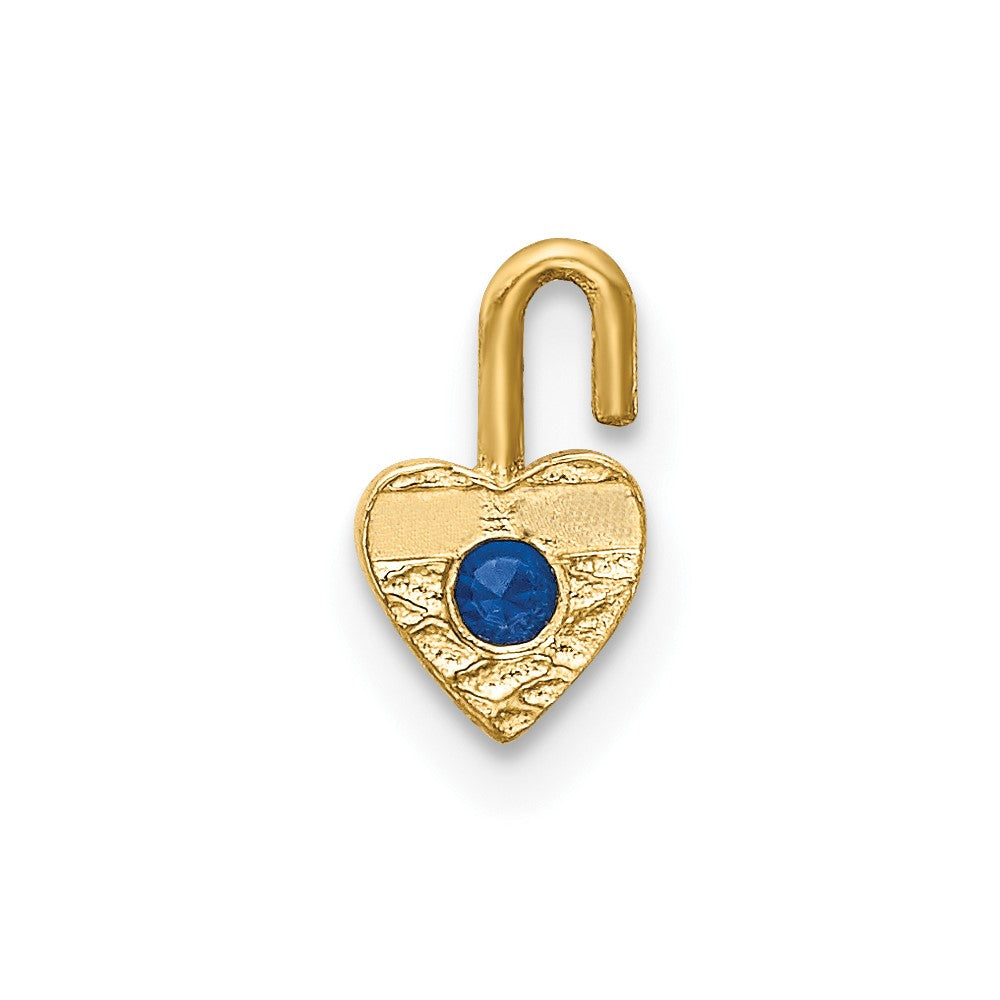 10ky September Synthetic Birthstone Heart Charm