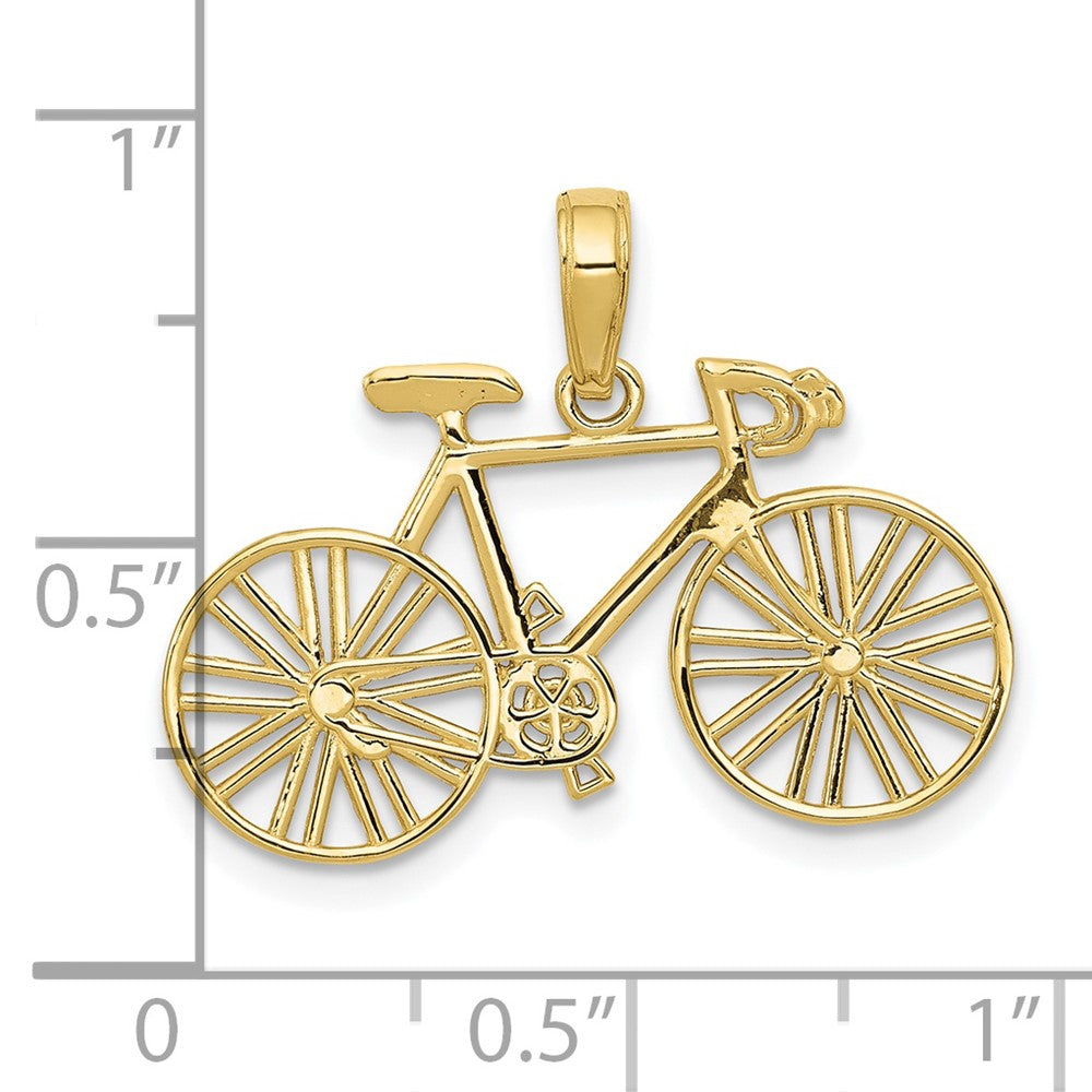 10K 3-D Polished Bicycle Charm