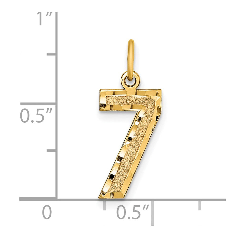 10ky Casted Medium Diamond-cut Number 7 Charm