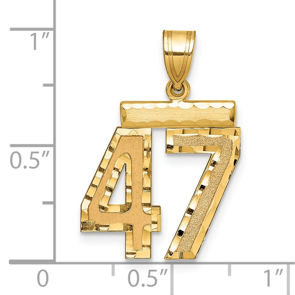 10ky Medium Diamond-cut Number 47 Charm