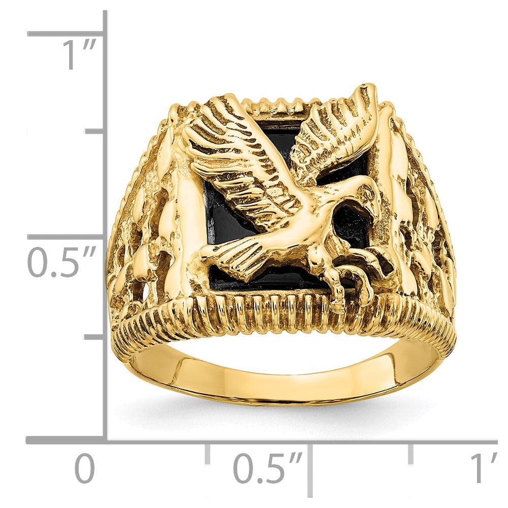 10K Men's Onyx Eagle Ring
