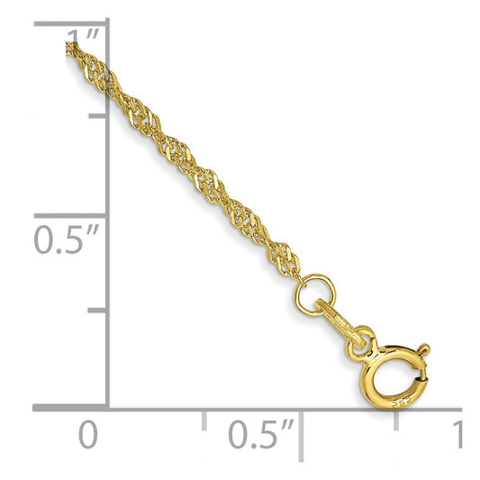10k 1.4mm Singapore Chain Anklet