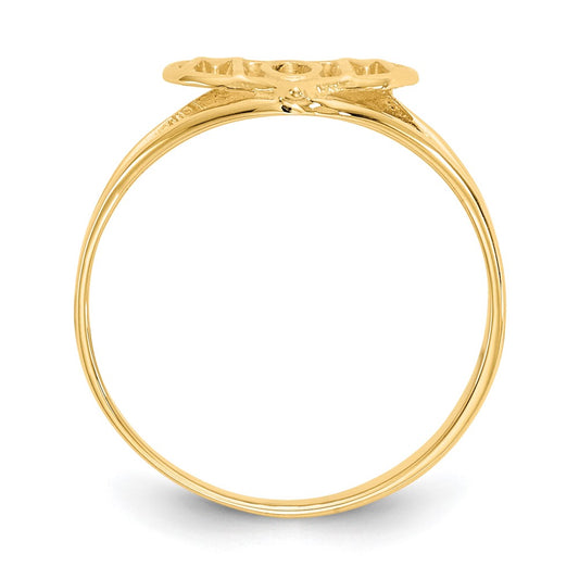 10K Polished MOM Heart Ring