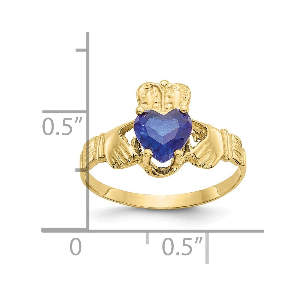 10k September Birthstone Claddagh Ring