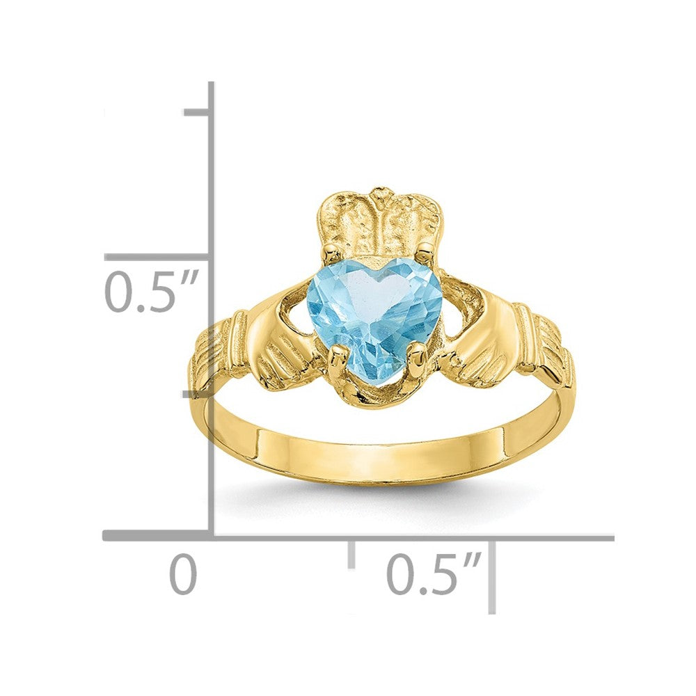 10k December Birthstone Claddagh Ring