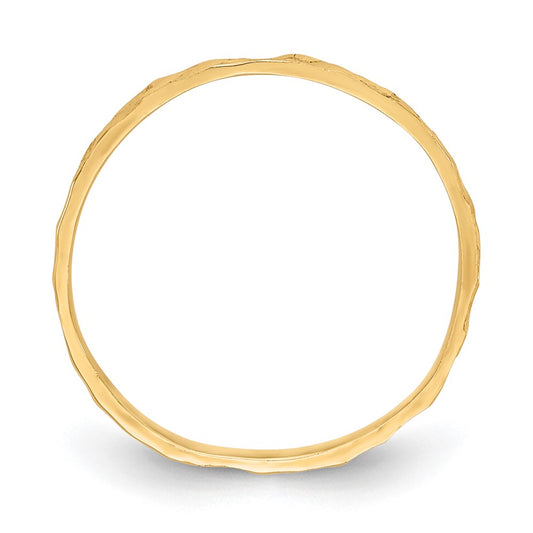 10K Diamond-cut Zig-Zag Design 1mm Flat Band Size 3 Baby / Childs Ring