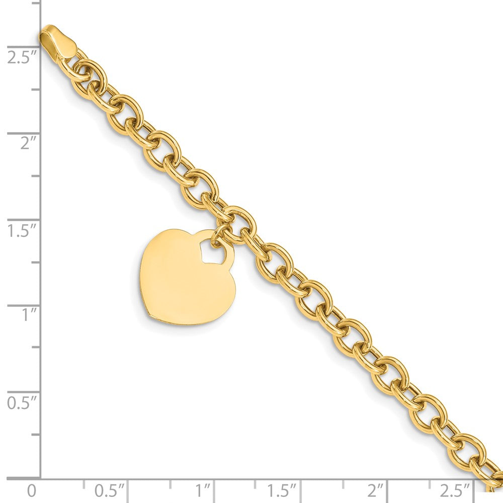 10k Heart Charm Hollow Bracelet