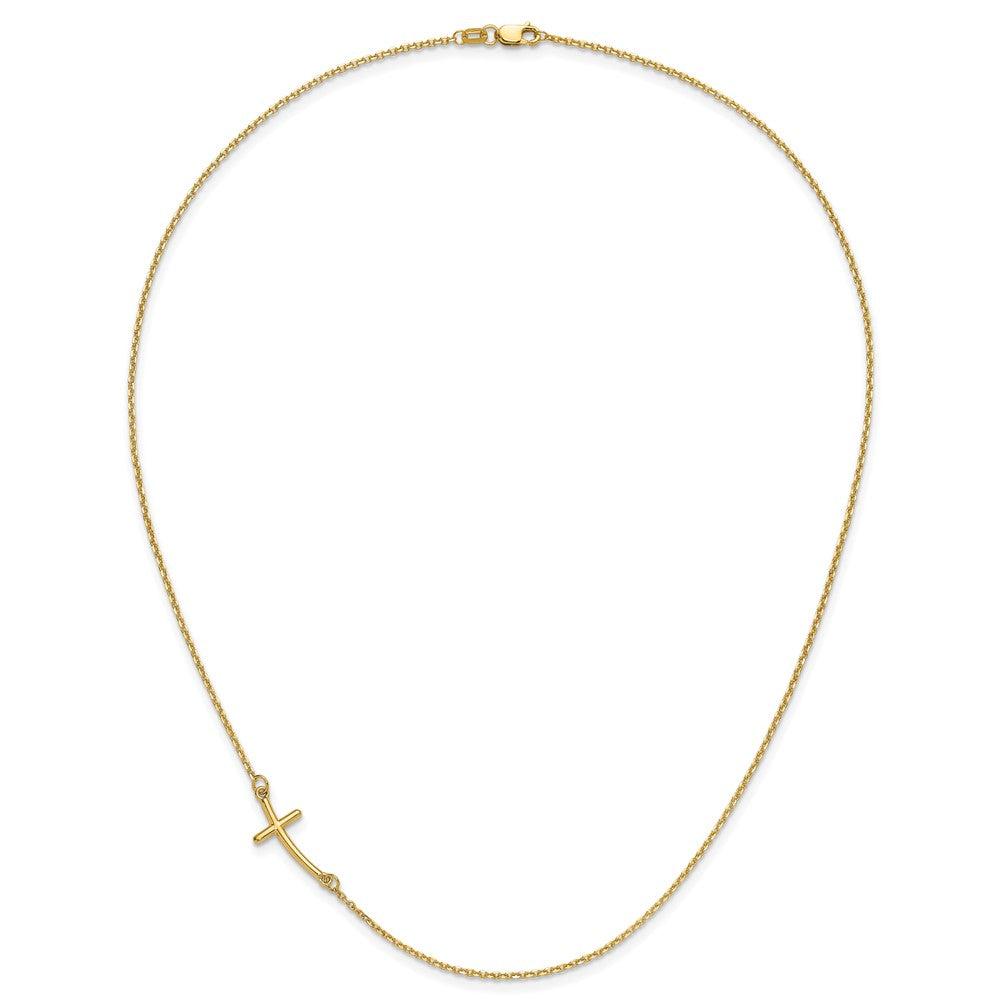 10k Small Sideways Curved Cross Necklace