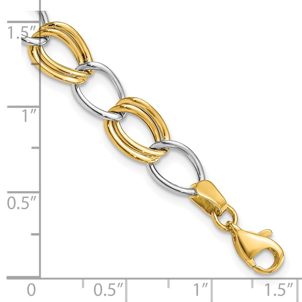 10K Two-Tone 8mm Polished Open Curb Link 7.5 inch Bracelet