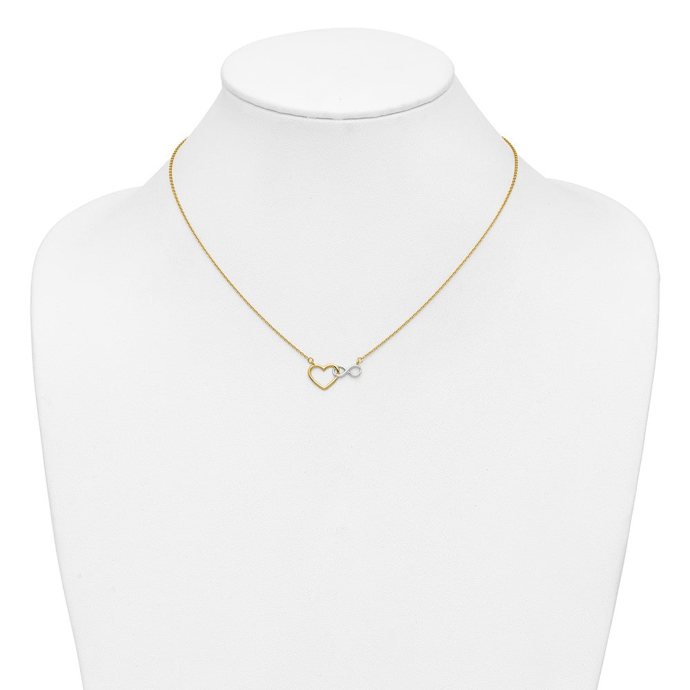 10kY & White Rhodium Heart with Infinity Symbol Necklace