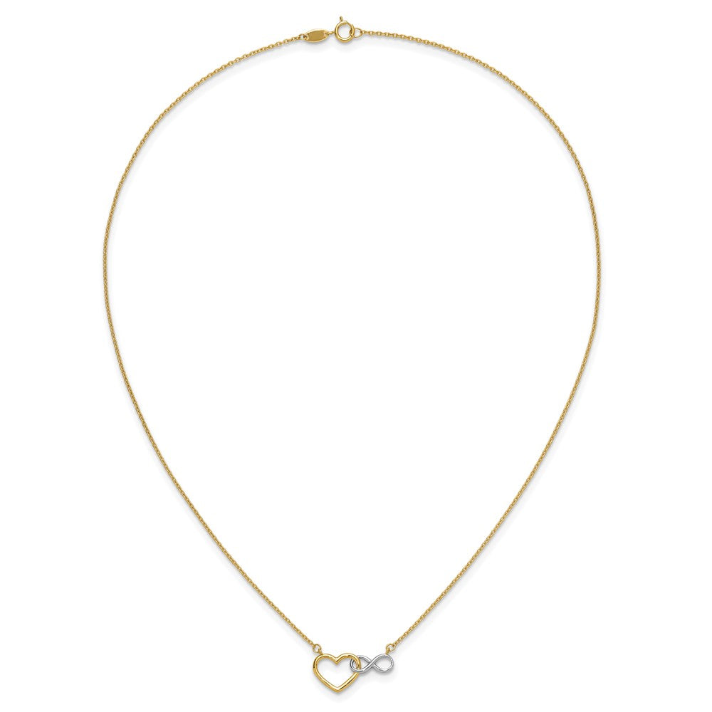10kY & White Rhodium Heart with Infinity Symbol Necklace