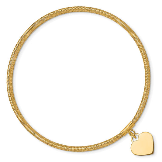 10k Heart Dangle Stretch Mesh Bracelet