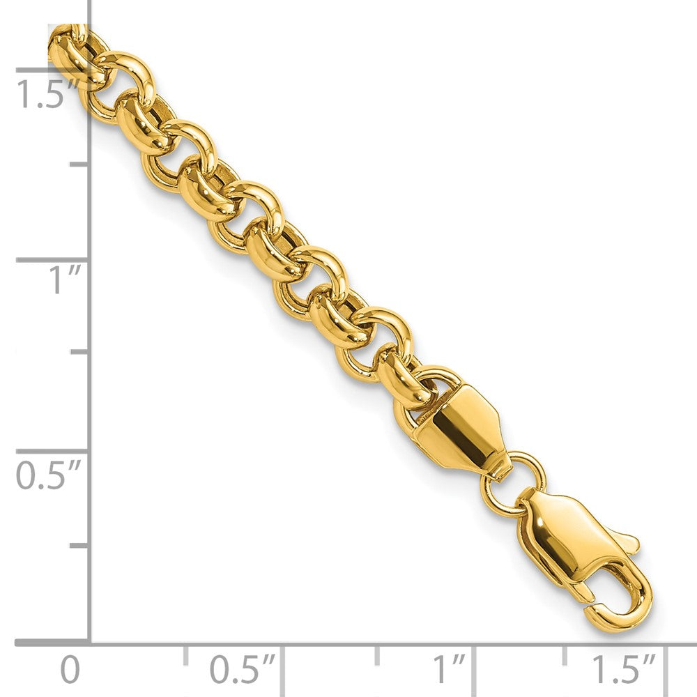 10k 8.5in 5mm Polished Fancy Rolo Link Bracelet