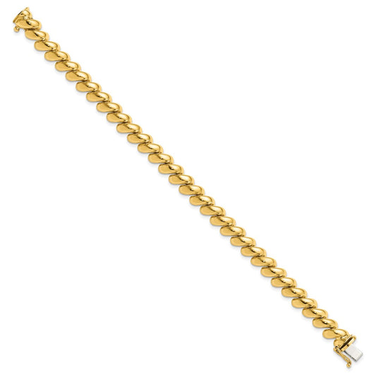 10k 8mm Polished San Marco Link 8 inch Bracelet