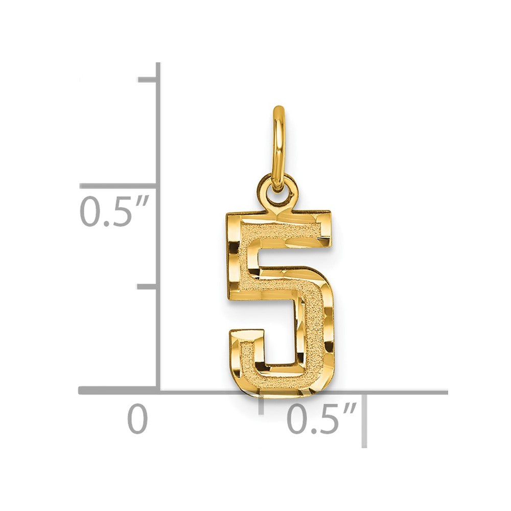 10ky Casted Small Diamond-cut Number 5 Charm