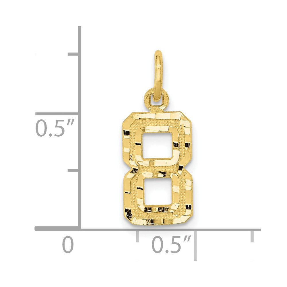 10ky Casted Small Diamond-cut Number 8 Charm