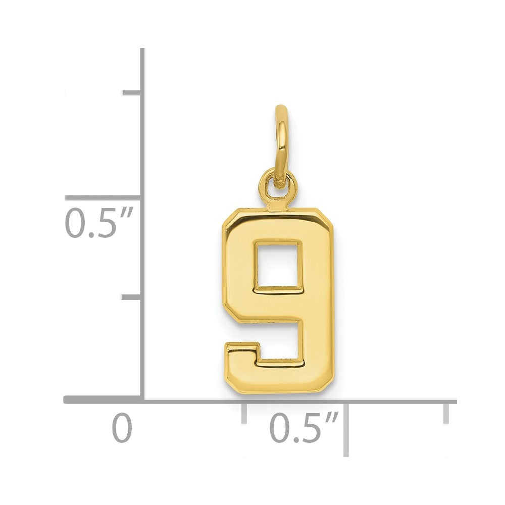10k Small Polished Number 9 Charm