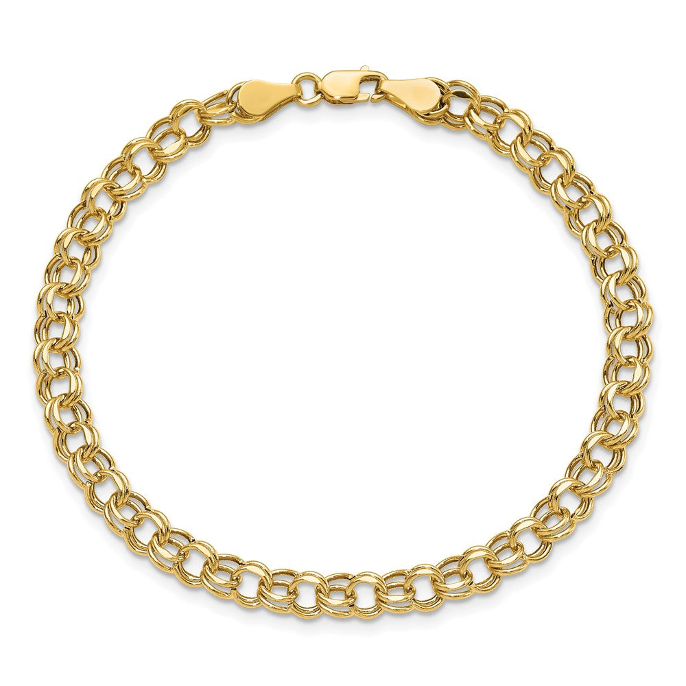 10k Lite 5mm Hollow Diamond-cut Double Link 8.25 inch Charm Bracelet