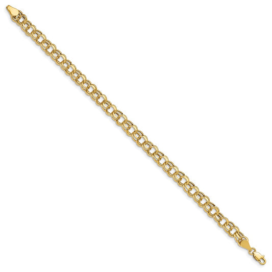 10k Lite 5.5mm Hollow Diamond-cut Double Link 8 inch Charm Bracelet