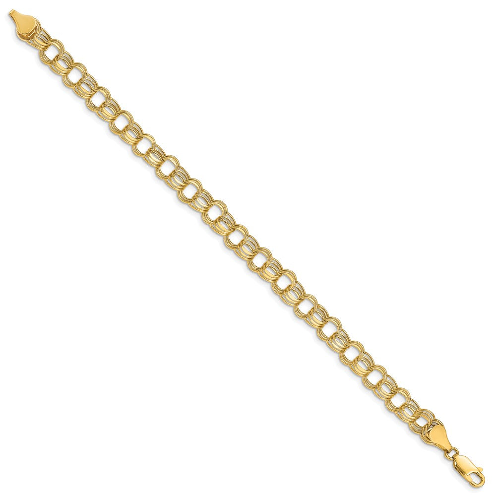 10k Lite 7mm Semi-solid Diamond-cut Triple Link 8.25 inch Charm Bracelet
