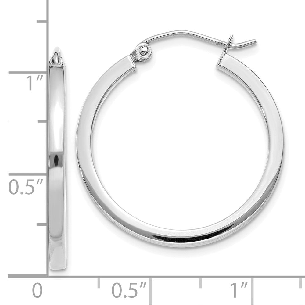 10k White Gold 2mm Square Tube Hoops